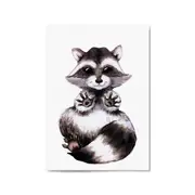 Cartoon Raccoon Cute Nursery Baby Animal Art