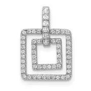 14k White Gold Polished Squares Real Diamond Pendant