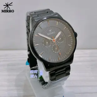 [時間達人]MIRRO 米羅 大錶面消光黑三眼腕錶 水晶玻璃 不鏽鋼手錶 6102M 星期日期 學生 上班族 42mm