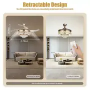 42 Crystal LED Chandelier Invisible Ceiling Fan Light Ceiling Lamp Remote