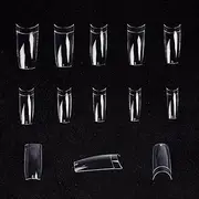 KADS Nail Tip 10 Sizes 2 Colors All 100 Pieces Short French Nail Tip Dual Nail Form UV Gel Acrylic Nail Art Resin Nail Tips (Clear)