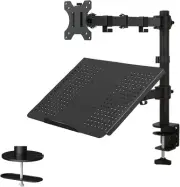 Laptop Monitor Mount Stand with Keyboard Tray, Adjustable Notebook Desk Mount