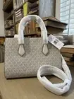 Michael Kors Shiela Medium Satchel Crossbody Handbag Purse - Light Cream Multi