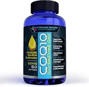 CoQ10, Co-Enzyme Q10, Highest Absorption with Organic Olive Oil, 100mg, 60 Softgels, Ubiquinone, Ubiquinol, Supports Heart Health, Increases Energy, Pure, Natural, Effective, NutriGenomic Naturals™