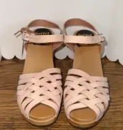 Swedish Hasbeens Braided Sky High Clogs Pink 330 Size 8 39