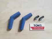 Pair 45 Degree Spark Plug Wire Boot And Terminal Taylor Wire 8mm DIY kit Blue