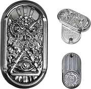 JUDIXY Fidget Slider, Metal Magnetic Fidget Toys Adults, Owl Push Card,Desk Toys Gift for Stress Relief (Silver Base)