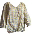St John Bay Yellow Women's Plaid Top Button Up Blouse PL