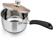 1 Quart Saucepan with Lid, 18/10 Stainless Steel Nonstick Small Sauce Pan