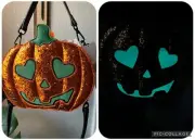 Betsey Johnson Glitter Pumpkin Halloween Purse- Double Sided Crossbody - GITD