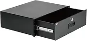 Tecmojo 3RU Rack Drawer, Sliding and Lockable Rack Mount Drawer for 19 inches Network Equipment/Server/AV Rack or Cabinets Enclosure, Load-Bearing 10kg, with Cable Management Holes, Black