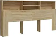 vidaXL Headboard Cabinet Bedroom Furniture Bed Accessory Decor Wall Bed Backboard Bookcase Headboard Cabinet with Compartment Sonoma Oak
