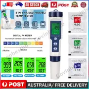 5 in1 Digital Water Tester Monitor Pen PH Meter TDS EC Temperature Salinity Test