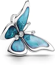 [PANDORA] Moments 793747C01 Large Butterfly Charm Sterling Silver with Zirconia Compatible Moments Bracelets, 10,1x26x15,9 mm, Sterling Silver, Cubic Zirconia