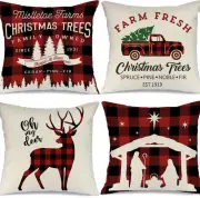 Set of 4 Christmas deer tree red color cushion pillow cover set