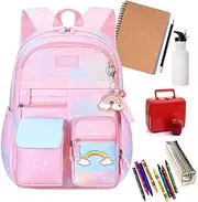 [Generic] Girls Backpack - Elementary School Bag Rainbow Color | Middle School Backpack Girls Backpack Elementary School Bookbag for Teens