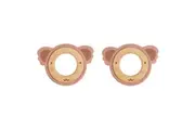 2x Urban Koala 8.5cm Silicone Wood Teether Ring Baby Infant Feeding Blue Natural