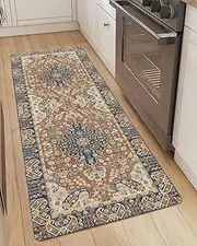 DEXI Kitchen Floor Mats Anti Fatigue, Cushioned Waterproof Runner Rug Boho Floral, 23x59 Extra Wide Standing Padded Non Slip for Farmhouse, Brown