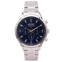 在飛比找momo購物網優惠-【SEIKO 精工】藍色時尚風三眼計時不鏽鋼錶帶手錶-藍面x