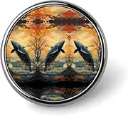 [FZMVSQH] Whale Poster Printed Round Button Pin Badges Metal Pinback Buttons 1 Inch Pins for Hat Shirt Clothing Bags Decoration, Circular, Aluminum, Circular, Aluminum