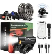 Bicycle 5-pc set bike accessories kit for bike, Lock, light, bell, Phone Holder