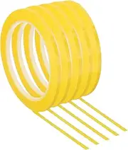 uxcell 5 Pack Whiteboard Tape, 2.5mm 3/32" Width Art Tape Dry Erase Board Pinstripe Thin Tape for Graphic Chart Grid Drafting Electrical Marking, Dark Yellow