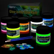Roizefar Glow in the Dark Paint, 6 Colors 3D Permanent Acrylic Textile Fabric