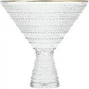 Fortessa Jupiter Beaded Hobnail Glass, 11.5 Ounce Martini Glass (Set of 4), Gold Rim Clear