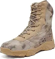[CLSQLXYJZC] Tactical Combat Shoes for Men, Spring Summer Waterproof Soft and Comfort Breathable Woodland Camo Tactical Boots, for Outdoor Durable Rubber Sole Hiking Shoes