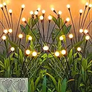 Solar Garden Lights 2 Pack, 20 LED Solar Firework Outdoor Lights, Outdoor Decorations Lights, Solar Swaying Lights, Big Bulb Solar Swaying Lights, Firefly Lights for Patio Pathway Outdoor Decor