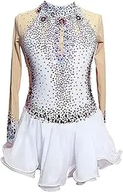 [Zagitova] Figure Skating Dress for Girls Graceful Shiny Rhinestone Women Long Sleeve Patchwork Competition Dance Outfits