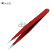 Hair Sharp Tweezers For Splinters Facial Hair, Ingrown,Nose Removal Pointy (Red)