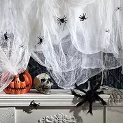 WinnerWhy 20 Pcs Summer Halloween Creepy Cloth with Spiders 197 × 85" Giant Spooky Fabric Cloth Summer Halloween Party Decorations for Haunted Horror House Doorway Outdoors Decoration(White)