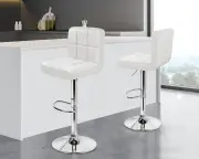 Alfordson 2x Bar Stools Ralph Kitchen Swivel Chair Leather Gas Lift WHITE