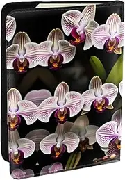 [JEJEA] Orchids Print Travel Organizer Credit Cards Case Passport BookPassport Holder Cover Wallet forTraveling,, Black, One Size
