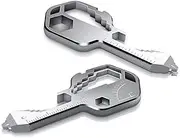 24-in-1 Multitool Key Tool Portable Multi Key Shaped Tool Stainless Steel Key Chain Tool Pocket Keychain Hand Tool Outdoor Camping Key Ring with Bottle Opener Box Cutter Mini Wrench (Silver)