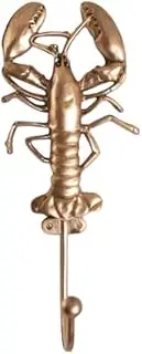 Bliss Gifts & Homewares Classic Antique Brass Hook I Gold Finish Lobster Shape Wall Mounted Decorative Key Hanger I Hooks for Hanging Coats Purses Towels Hats Jacket Bags Home Kitchen Wall Décor