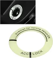 Ignition Switch Luminous Trim, Car Motorcycle Green Luminous Ignition Switch Key Ring Circle Cover Trim Universal Glow in The Dark Light Switch Cover(Black Text)