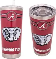 The University of Alabama 22oz Rally Tumbler Crimson Tide Bama UA Insulated Stainless Steel with Lid and Straw Reusable Double Walled Cup Hot and Cold Drinkware Full Color 22 Ounces (Red)