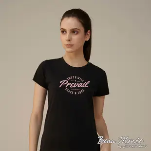 GIORDANO 女裝英文標語印花T恤 - 07 標誌黑