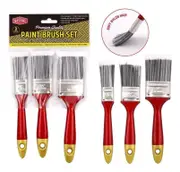 3 Painting Brush Soft Nylon Brushes Bristles Flat Paint Art Supplies Home Set