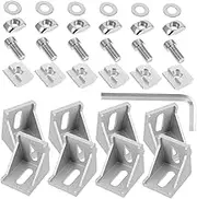 JEWEDECO 12 Sets Aluminum Profile Connector Right Angle Joint Brace Fastener Corner Fixing Bracket Aluminum Extrusion Profile Accessories Corner Bracket Connector Corner Stabilizer Bracket