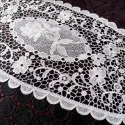Set of 4 Floral Embroidered Tablemats Doily Lace Cutwork Placemat Coaster Modern