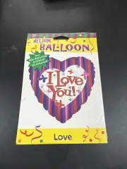 I Love You 18" Heart Shape Foil Balloon Love Celebration NOS (Design 2)