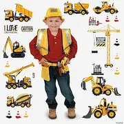 AIYANG Construction Vehicles Wall Stickers Truck Digger Tractor Crane Engineering Car Wall Stickers for Boys Bedroom Playroom Construction Decor for Boys Room Decoration