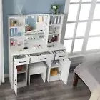Vanity Desk with Mirror and 10 LED Lights, Makeup Vanity Table with 3 Drawers