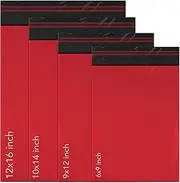 100 Mixed Mailing Poly Postal Self Seal Bags 4 Sizes 25 from Each iSOUL Small to Large Mailing Bags Postage Packaging Assorted Mailers Posting Shipping Post Parcel Package Bags Red
