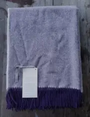 Alicia Adams 100% Baby Alpaca Throw, Dark Purple Herringbone– Ret. $500 - New