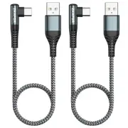 USB C Charger Cable 30CM 2Pack, Right Angle USB C Cable Fast Charging Nylon T...