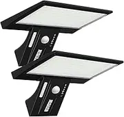 JESLED Solar Lights Outdoor Motion Sensor, 90 LED Solar Powered Exterior Wall Security Light Waterproof for Porch Yard Patio Garage, Dusk-to-Dawn, 6000K, USB Charging & Emergency Lighting 2 Pack